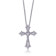 Christopher Designs cross pendant with Crisscut tapered baguettes 0.90cttw, round cut diamonds 1.00ct. and marquis shape diamonds 0.39cttw set in 18K white gold.