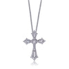 Christopher Designs cross pendant with Crisscut tapered baguettes 0.90cttw, round cut diamonds 1.00ct. and marquis shape diamonds 0.39cttw set in 18K white gold.