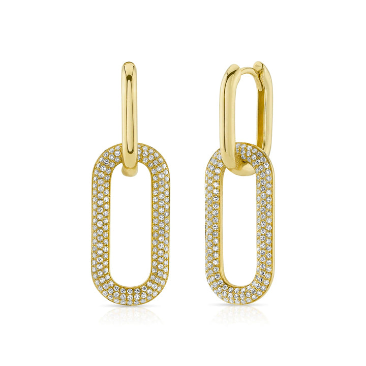 14K Yellow Gold 0.71ctw Diamond Pave Paperclip Earrings - SC55023209