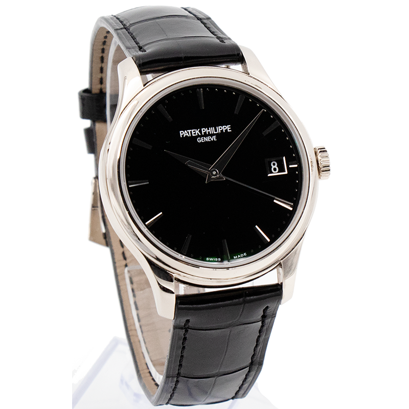 The Calatrava features a 39mm 18k white gold case which protects Pateks caliber 324SC. The movement can be seen through the sapphire crystal on the back of the watch which is protected by an invisibly-hinged dust cover. Its presented on a beautiful black alligator strap which complements the matching dial. The watch is in excellent condition and comes with box & papers. Please let us know if you have any questions about amazing Patek timepiece.This piece was sold in March 2019. If you are lookin