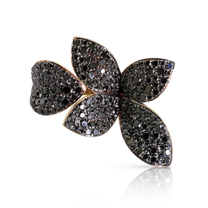 Pasquale Bruni 18K Rose Gold Giardini Segreti 5 Leaves Black Diamond Ring - 16364RN-11