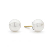 Sophisticated freshwater cultured pearl earrings framed by flutes of sterling silver. An ideal gift. Finished with 14k gold post backing.- Sterling Silver- 14K Gold Post- Pearl measures 8mm-STYLE #: 01-81170-M8