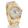 This beautiful Rolex Pearlmaster features a 29mm 18k yellow gold case & bracelet, a stunning mother-of-pearl dial with diamond markers and a diamond bezel. Powering this timepiece is Rolexs automatic movement which has a two-day power reserve. The watch came to our store as a trade and is in excellent condition. Please contact us if you have any questions about this amazing Rolex timepiece.This piece was sold in March 2019. If you are looking for something similar, please reach out to us!