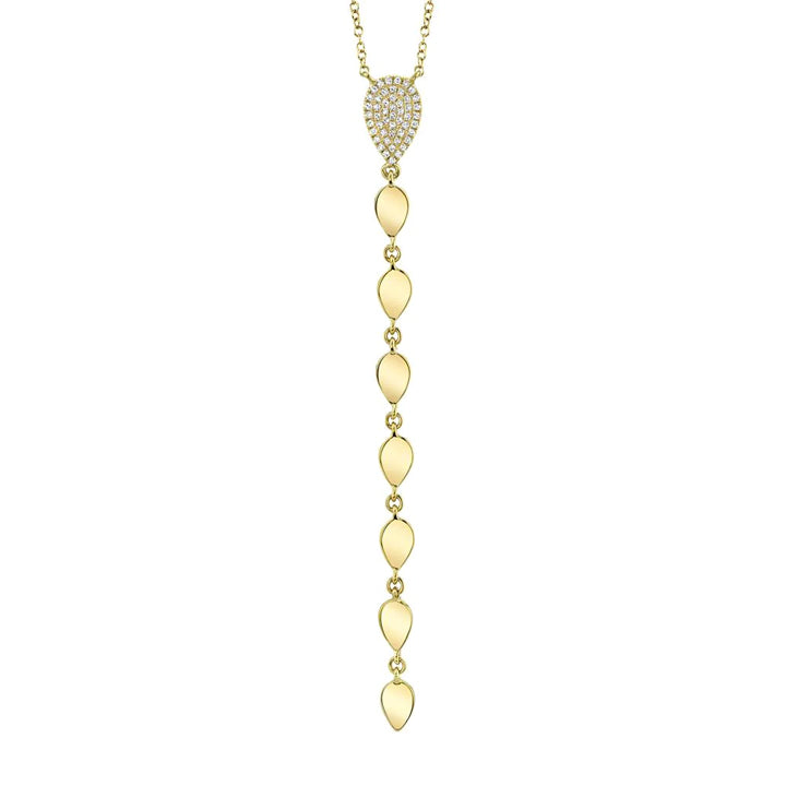 14k Yellow Gold Pear Diamond Lariat Necklace- SC55007279