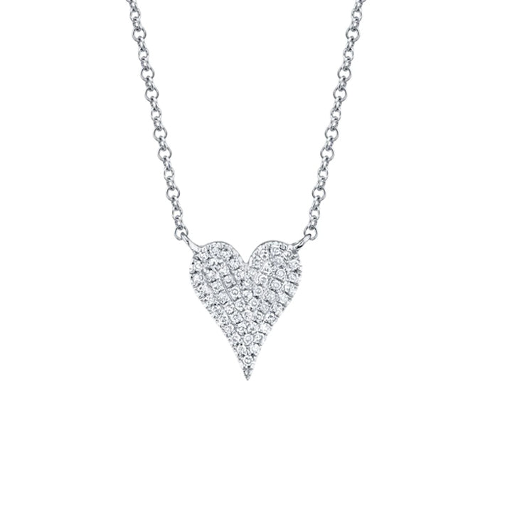 14k White Gold 0.11ctw Diamond Pave Heart Necklace- SC55006925