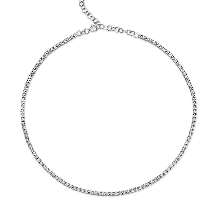 14k White Gold 0.95ctw Diamond Riviera Necklace- MFJ095WG