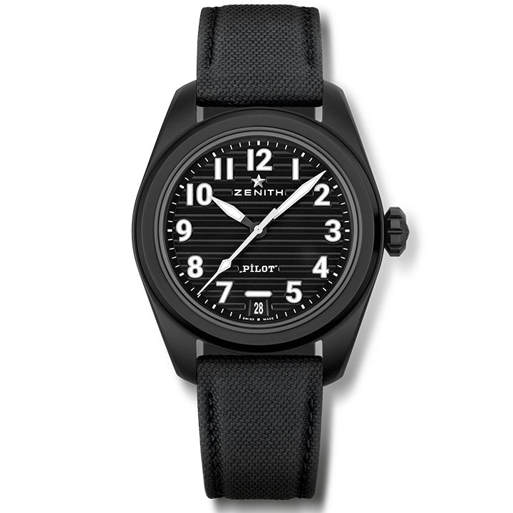Zenith Pilot Automatic Central Second & Date Black Ceramic- 49.4000.3620/21.I001