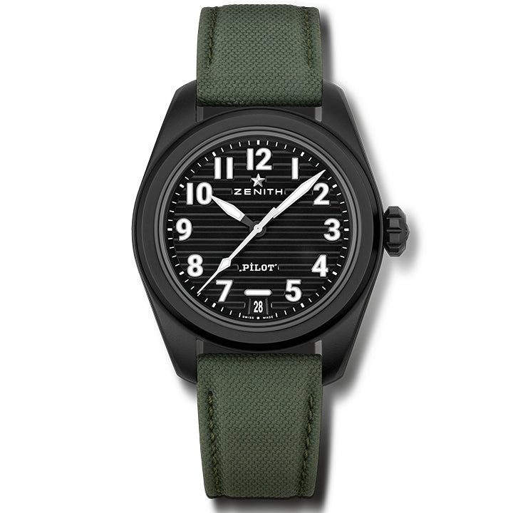Zenith Pilot Automatic Central Second & Date Black Ceramic- 49.4000.3620/21.I001
