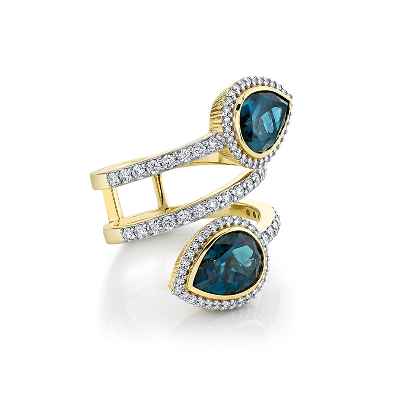 Sloane Street 18k Yellow Gold London Blue Topaz Bypass Wrap Ring- SS-R242T-LB-WDCB-Y