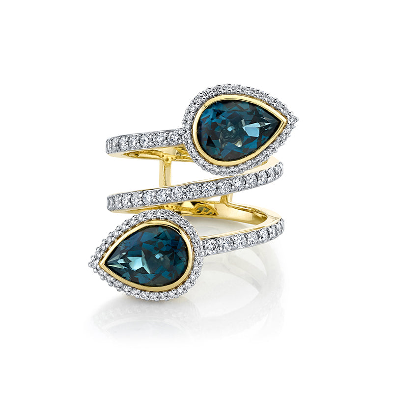 Sloane Street 18k Yellow Gold London Blue Topaz Bypass Wrap Ring- SS-R242T-LB-WDCB-Y