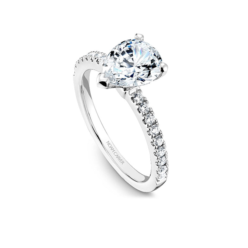 Noam Carver 14K White Gold Pear Shape Engagement Ring- B017-03A