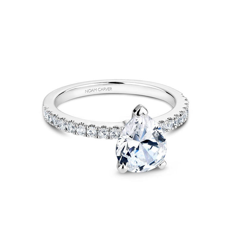 Noam Carver 14K White Gold Pear Shape Engagement Ring- B017-03A