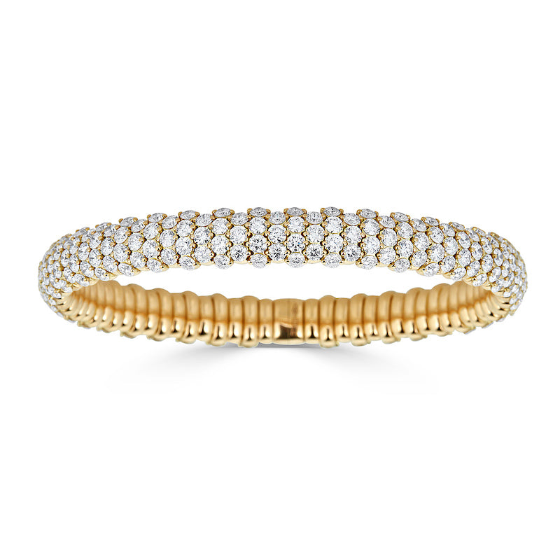 ZYDO ITALY has created a spring technology which allows their diamond bracelets and rings to be pulled, twisted, flexed and otherwise manipulated without breaking or losing their shape! In addition to the all diamond bracelet and rings, ZYDO has styles showcasing colored gemstones such as blue sapphire and pink sapphire. The bracelets and rings are also available in white, yellow or rose gold.  