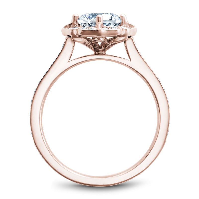 Noam Carver 18K Rose Gold Floral Halo Diamond Engagement Ring Semi-Mounting -  R031-01RA