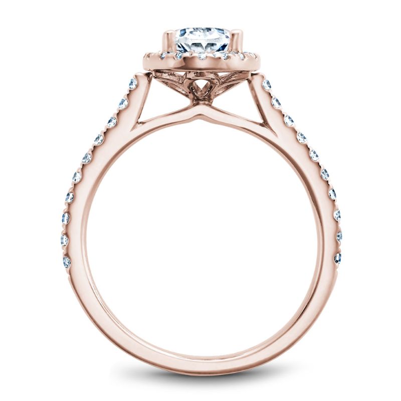Noam Carver 18K Rose Gold Oval Diamond Halo Engagement Ring Semi-Mounting -  R050-02RA