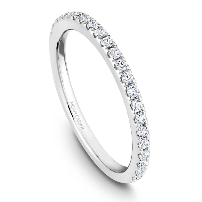 White gold matching band with 23 round diamonds