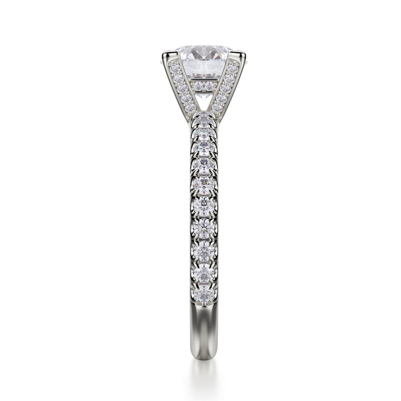 Michael M 18K White Gold 0.65ctw Diamond Bead Set Engagement Ring Semi-Mounting- R371-2