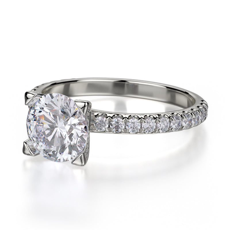 Michael M 18K White Gold 0.65ctw Diamond Bead Set Engagement Ring Semi-Mounting- R371-2