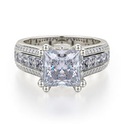 Michael M 18K White Gold 1.58ctw Princess Cut Diamond Channel Set Engagement Ring Semi-Mounting- R401-2
