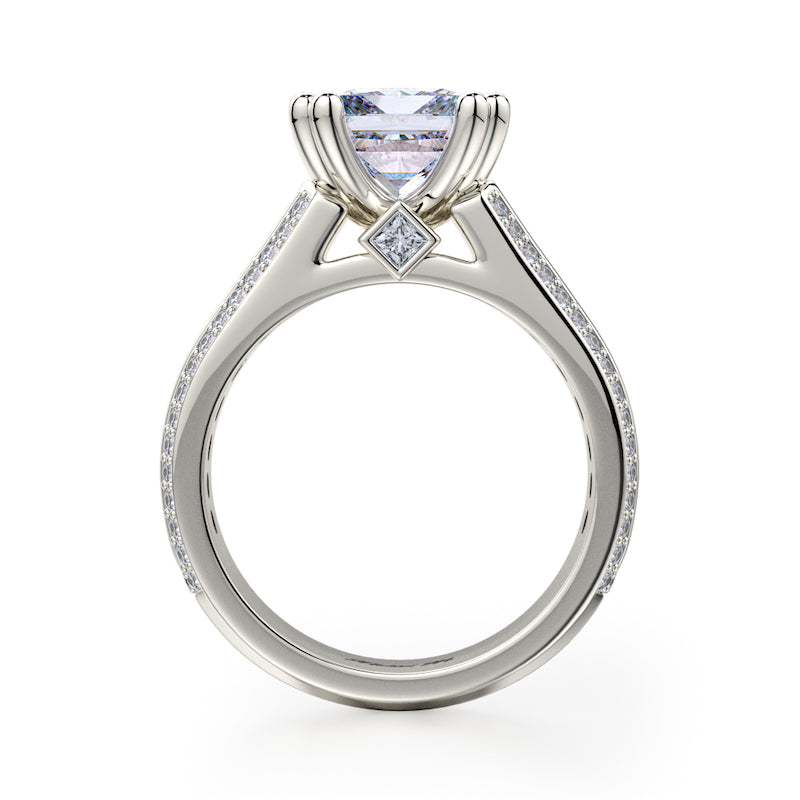 Michael M 18K White Gold 1.58ctw Princess Cut Diamond Channel Set Engagement Ring Semi-Mounting- R401-2
