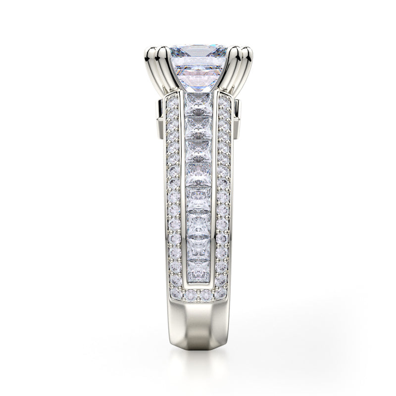 Michael M 18K White Gold 1.58ctw Princess Cut Diamond Channel Set Engagement Ring Semi-Mounting- R401-2