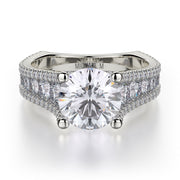 Michael M 18K White Gold 1.53ctw Diamond Three Row Euro Shank Engagement Ring Semi-Mounting- R480-2