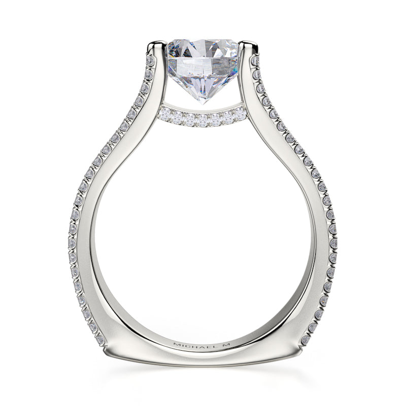 Michael M 18K Gold 1.53ctw Diamond Three Row Euro Shank Engagement Ring Semi-Mounting- R480-2