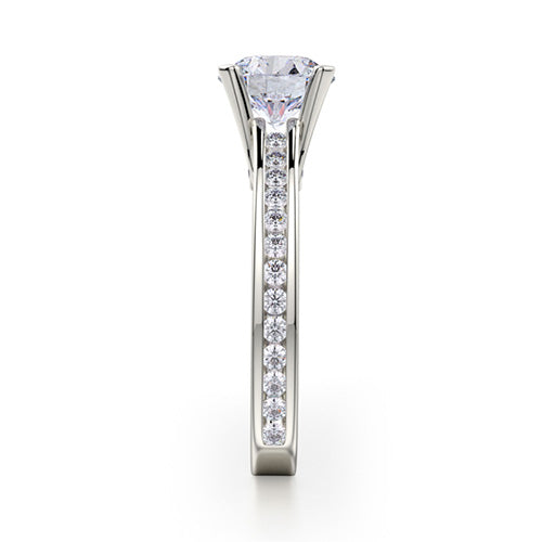 Michael M 18k White Gold Side Stone Engagement Ring R672-1.5