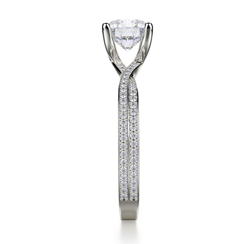Michael M 18k White Gold Side Stone Engagement Ring R694-1