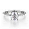 This immaculate Michael M engagement ring is displayed with a stunning round shaped center diamond (not included at time of purchase), and can fit an array of diamonds ranging in size from 0.90 carats to 1.10 carats.