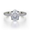 This immaculate Michael M engagement ring is displayed with a stunning round shaped center diamond (not included at time of purchase), and can fit an array of diamonds ranging in size from 1.85 carats to 2.10 carats.