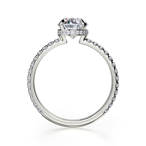 Michael M 18k White Gold Side Stone Engagement Ring R715-2