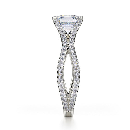 Michael M 18k White Gold Side Stone Engagement Ring R725-2