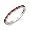 This Garnet gemstone band is perfect for those with January birthdays. It is easily stackable and a fun way to add a pop of color! It is set in 14k white gold and has 29 stones totaling 0.53cts. 
