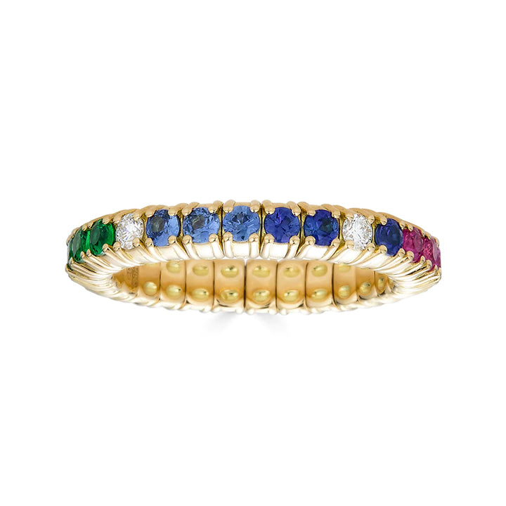 Zydo 18K Yellow Gold 1.10ctw Multi-Colored Gemstone Stretch Eternity Ring