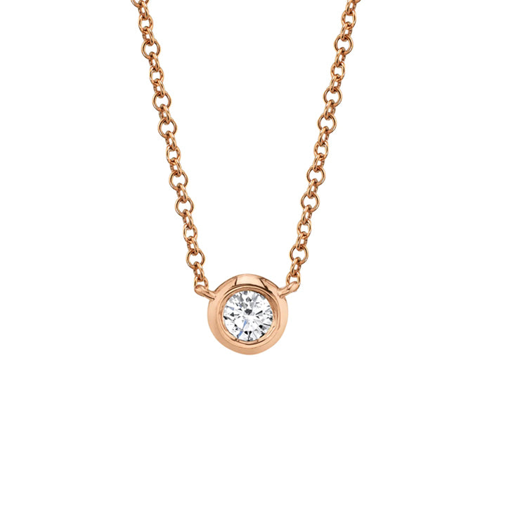 Shy Creation 14K Gold Diamond Bezel Necklace - SC55012539