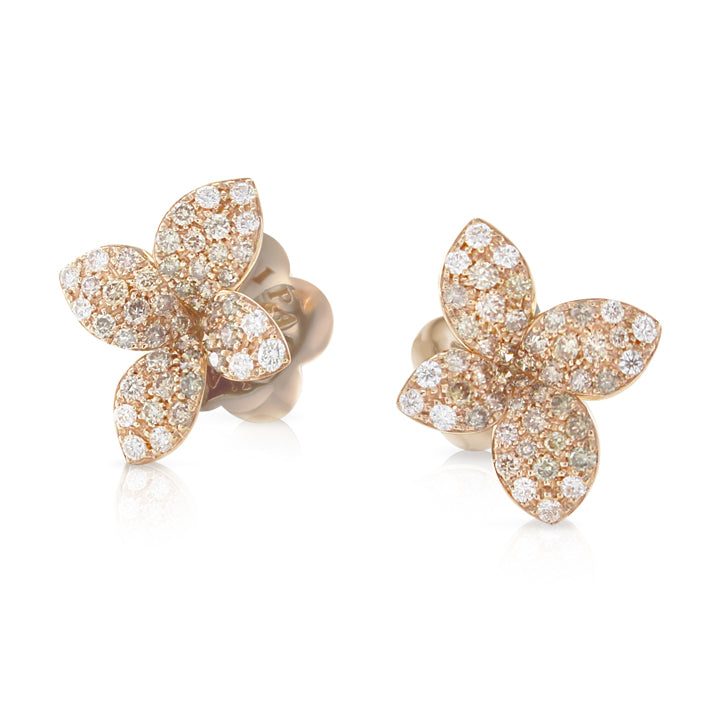 Pasquale Bruni 18K Rose Gold Petit Garden Small Diamond Flower Earrings - 15371R