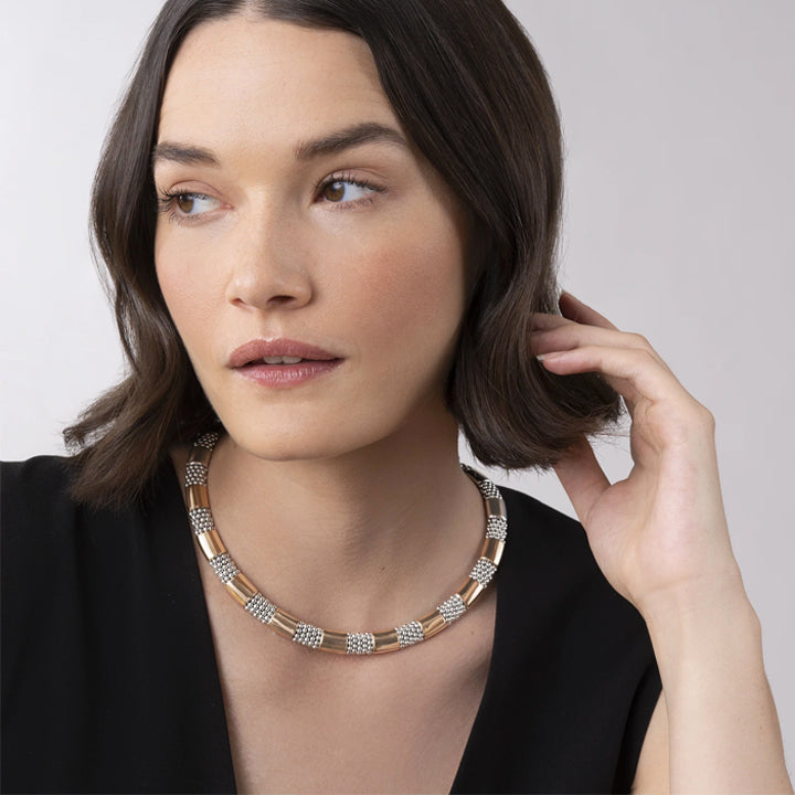 Lagos High Bar Rose Gold Caviar Necklace - 04-81169-16