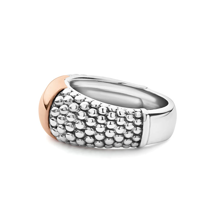 Lagos High Bar Rose Gold Caviar Ring - 03-80501-7