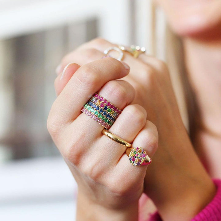Eriness 14K Yellow Gold Large Ruby Eternity Band