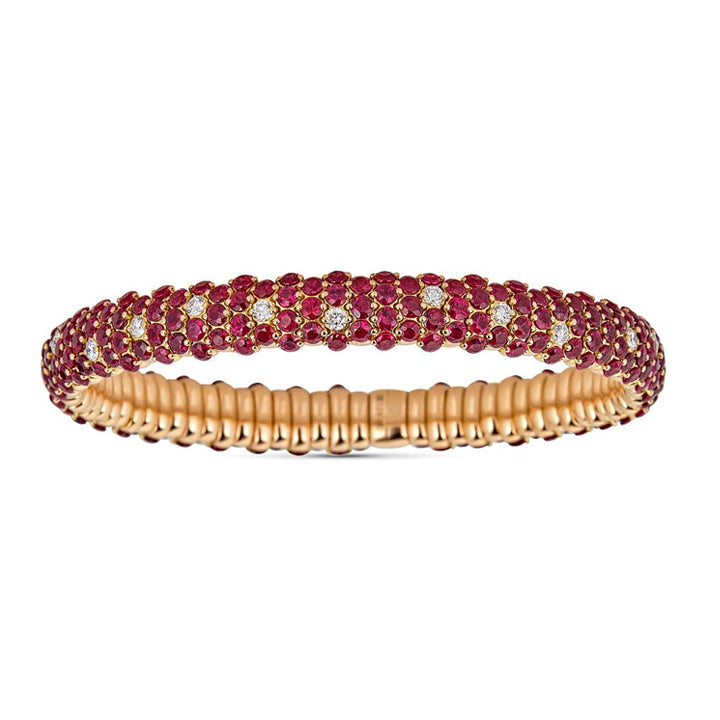 Zydo 18K Rose Gold 12.81ctw Ruby Domed Stretch Bracelet