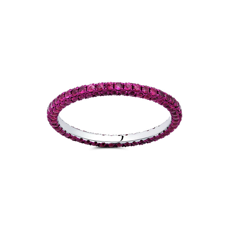 Graziela 14k White Gold/ Pink Rhodium 1.25ctw Ruby Eternity Band- WBR-1211000R
