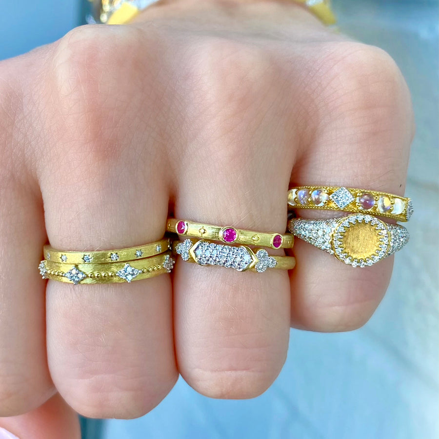 Jude Frances Provence Delicate Quad Beaded Band- R11F18-WDCB-6.5-Y