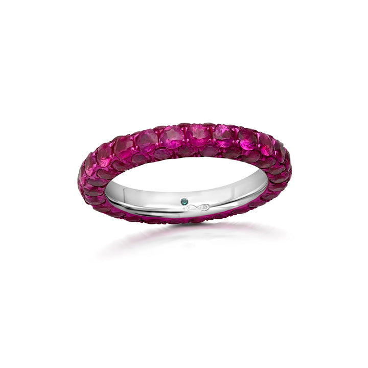 Graziela 18K Gold Rhodium Ruby 3-Sided Eternity Band - WBR-1001795AR