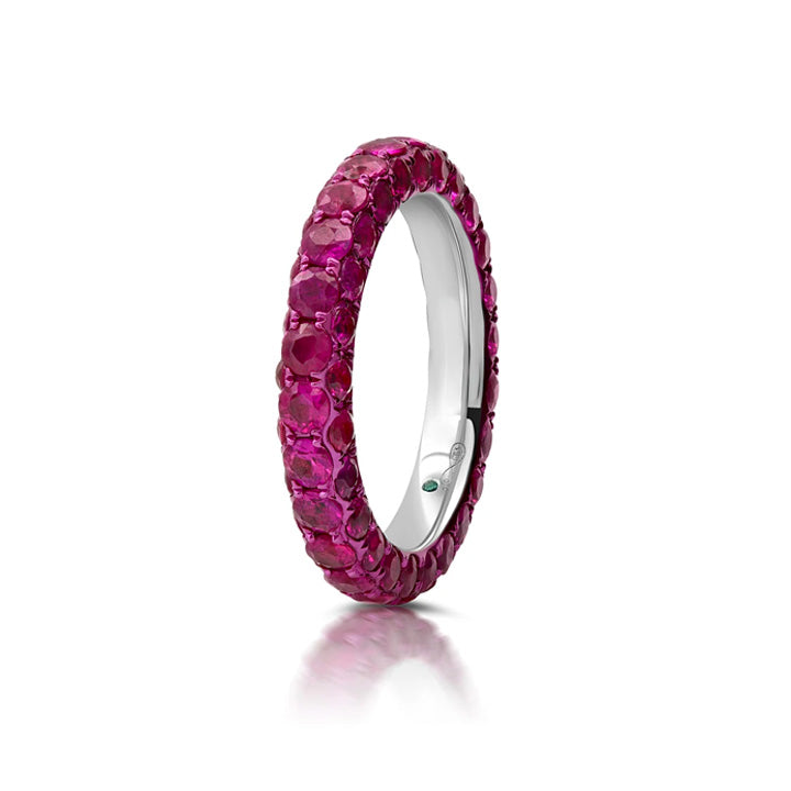 Graziela 18K Gold Rhodium Ruby 3-Sided Eternity Band - WBR-1001795AR