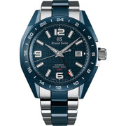 The case and bracelet are executed with a combination of high-intensity titanium and ceramic elements, ensuring robustness and supreme comfort. This watch houses the Caliber 9S86, the high precision 10-beat mechanical movement. Dial Color: Blue. Water Resistance: 100m. Features: Time/Date/GMT. Movement: Automatic