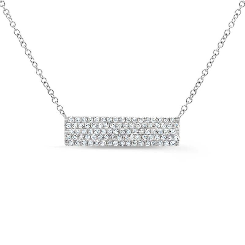 Get a bold diamond look for an affordable price with this 14K white gold bar necklace! 