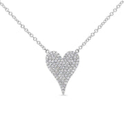 Show your love with this 14k white gold 0.21ctw diamond pave heart necklace! 