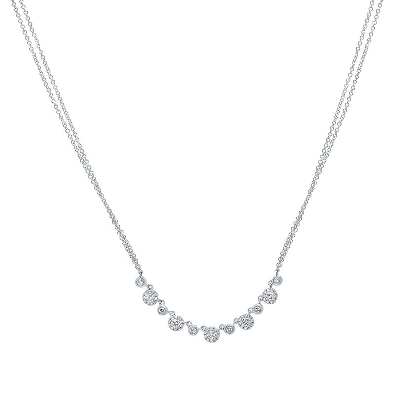 Several diamond drops come together at the base of this necklace to give it lots of sparkle! If youre wanting to stray from the classic diamond pendant, this is the way to go! 