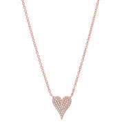 0.11CT 14K R/G DIAMOND PAVE HEART NECKLACE